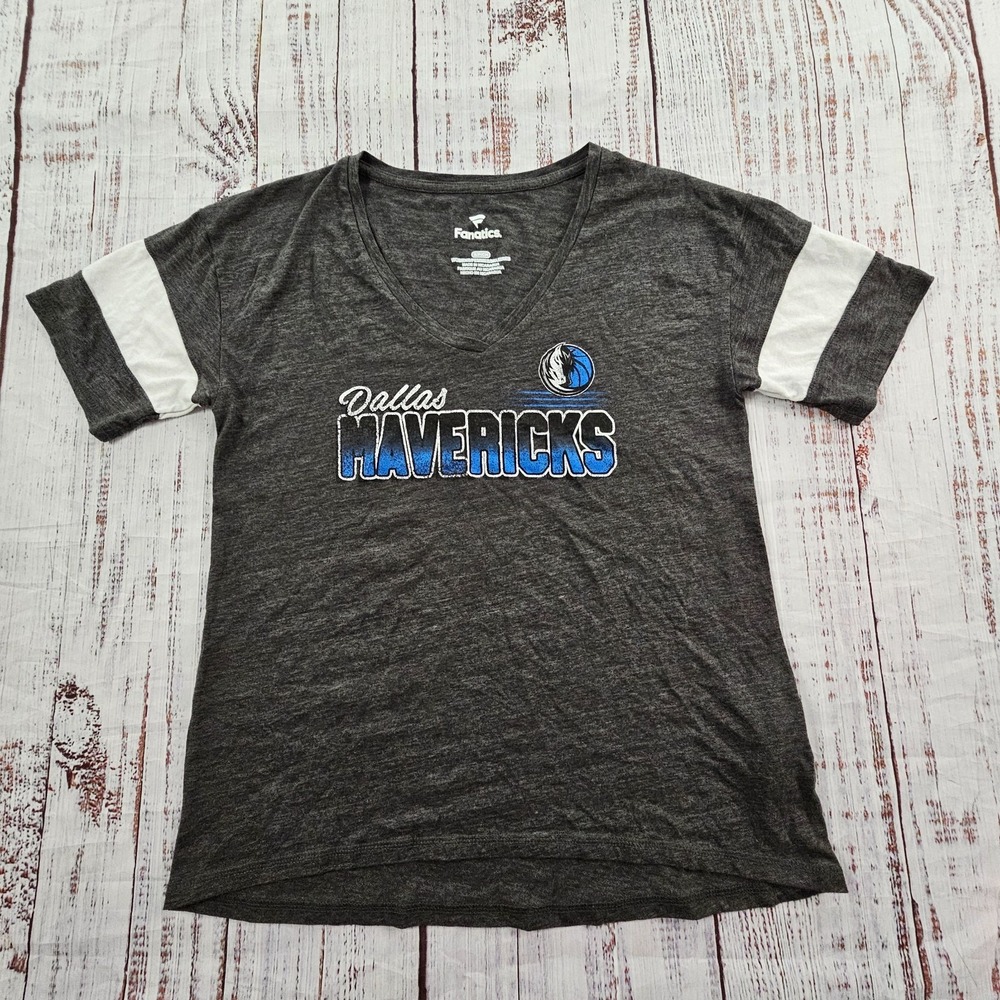 Dallas Mavericks Gray Short Sleeve Tri-Blend V-Neck T-Shirt Women's S‎